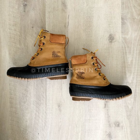 Sorel Men’s Black/Camel Brown Lace up Duck Boots main image 7